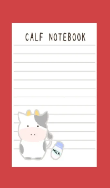 [LINE着せ替え] 仔牛ちゃんノート/レッド/ベージュの画像1