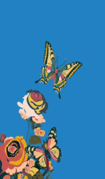 [LINE着せ替え] blue 薔薇と蝶の画像1