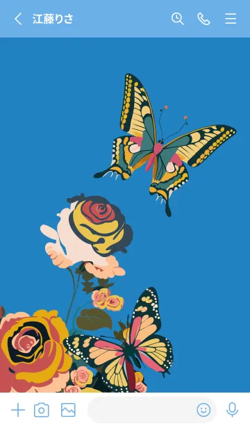 [LINE着せ替え] blue 薔薇と蝶の画像2