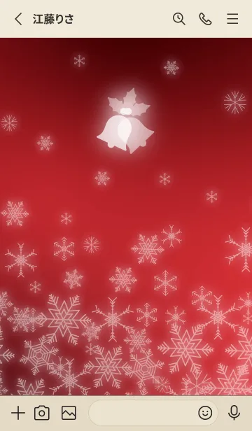 [LINE着せ替え] 雪の結晶とベル 赤とベージュの画像2