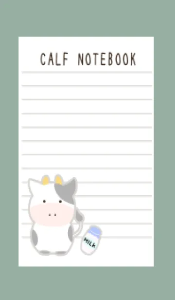 [LINE着せ替え] 仔牛ちゃんノート/くすみグリーンの画像1