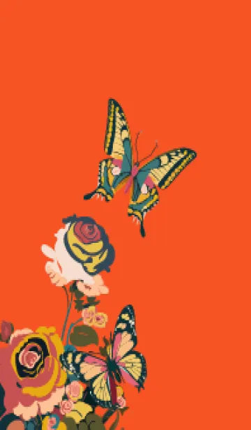 [LINE着せ替え] red & yellow 薔薇と蝶の画像1