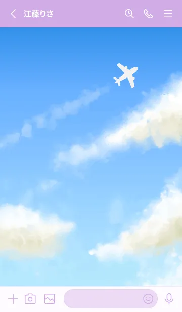 [LINE着せ替え] 飛行機雲と空 紫色の画像2