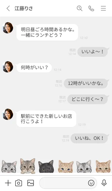 [LINE着せ替え] CATS - アメショ - ホワイト/グレーの画像3