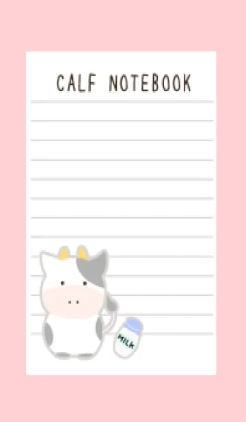 [LINE着せ替え] 仔牛ちゃんノート/ピンクの画像1