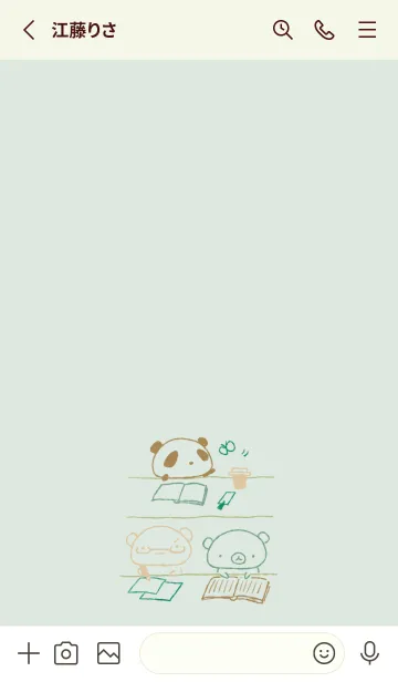 [LINE着せ替え] くまたち 一緒に勉強 ナチュラルの画像2