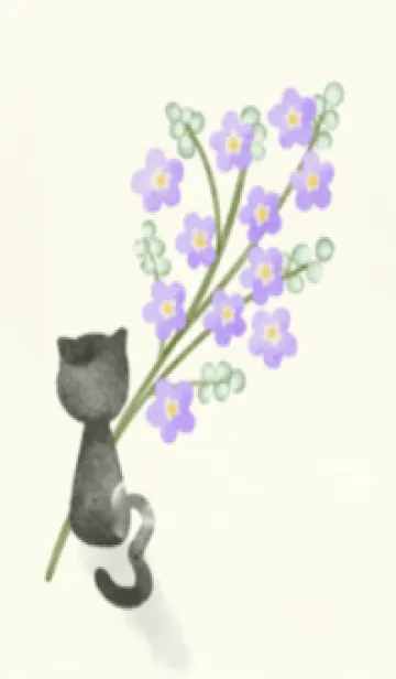 [LINE着せ替え] 猫と紫の花の画像1