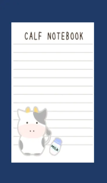 [LINE着せ替え] 仔牛ちゃんノート/ネイビーブルーの画像1