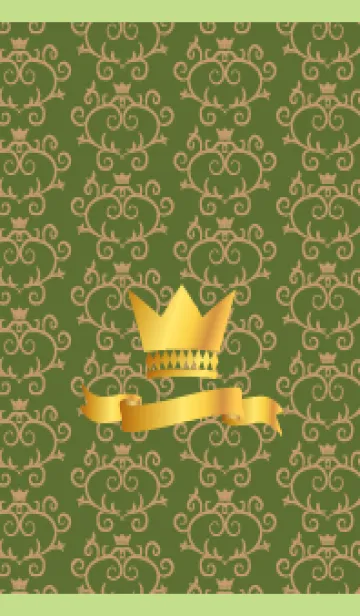 [LINE着せ替え] 洋風の柄と王冠 モスグリーン色の画像1
