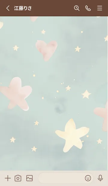 [LINE着せ替え] brown♡ナチュラルな星とハート03_1の画像2