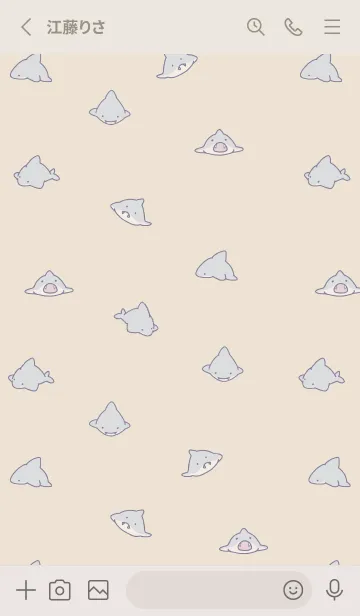 [LINE着せ替え] ベージュピンク : シンプルなサメ着せ替えの画像2