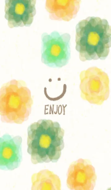 [LINE着せ替え] 水彩 花 緑と黄色10の画像1