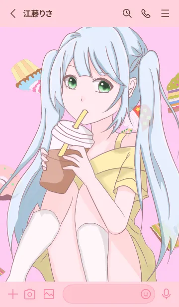 [LINE着せ替え] Dessert milk tea girlの画像2