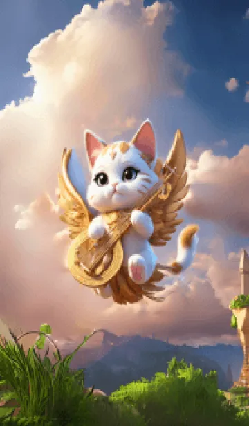 [LINE着せ替え] Cute cat angel musicianの画像1