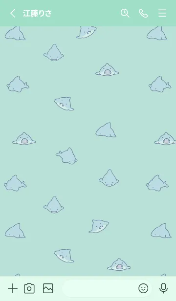 [LINE着せ替え] ミントグリーン : シンプルなサメ着せ替えの画像2