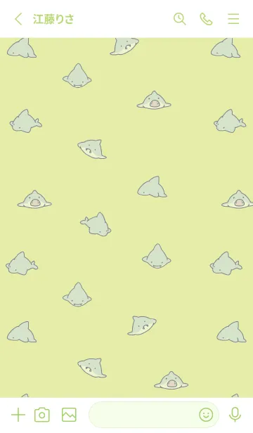 [LINE着せ替え] ライムグリーン : シンプルなサメ着せ替えの画像2