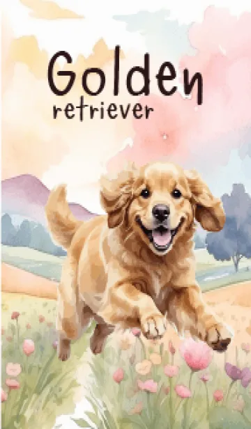 [LINE着せ替え] Golden Retriever Dog In Flower Theme(JP)の画像1