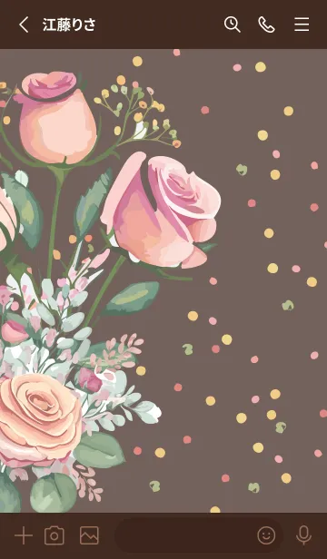 [LINE着せ替え] brown カラフルなカスミソウと薔薇の画像2