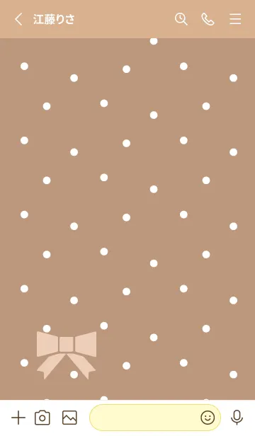 [LINE着せ替え] かわいい水玉 薄茶と黄色の画像2