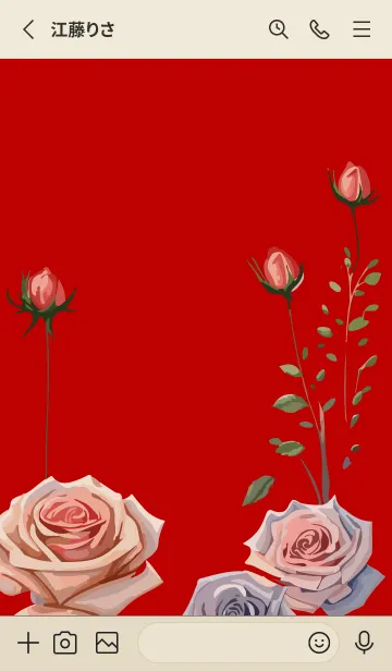 [LINE着せ替え] red & beige 薔薇と蕾の画像2