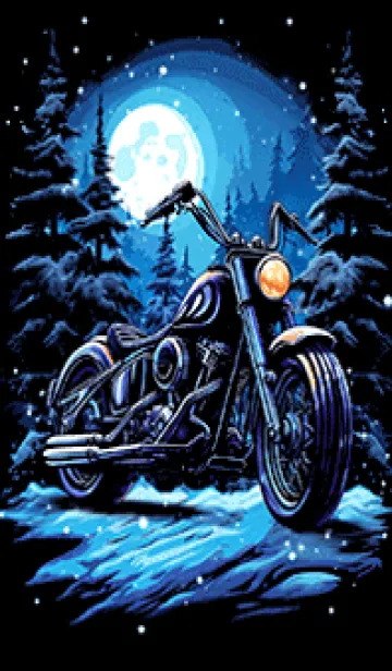 [LINE着せ替え] 雪×月×アメリカンバイクの画像1