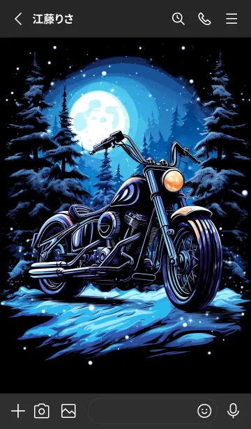 [LINE着せ替え] 雪×月×アメリカンバイクの画像2