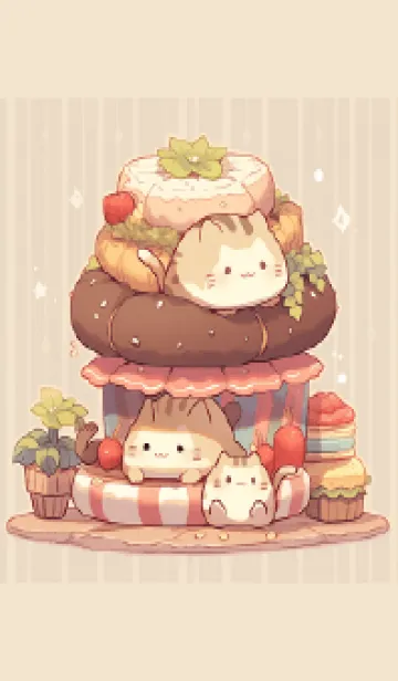 [LINE着せ替え] 猫のケーキの画像1