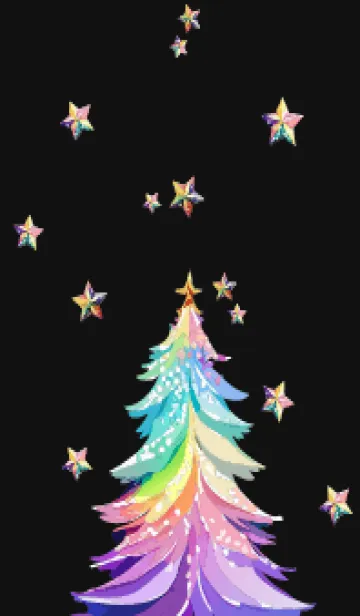 [LINE着せ替え] black 虹色のクリスマスツリーの画像1