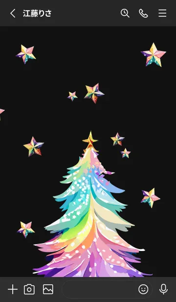 [LINE着せ替え] black 虹色のクリスマスツリーの画像2