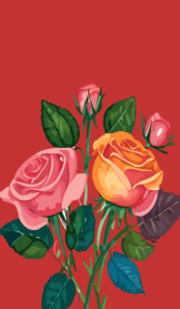 [LINE着せ替え] red カラフルな花束の画像1