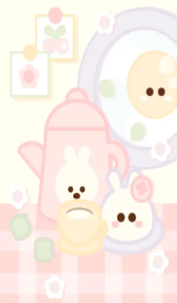 [LINE着せ替え] Pastel bunny cafe theme 4の画像1