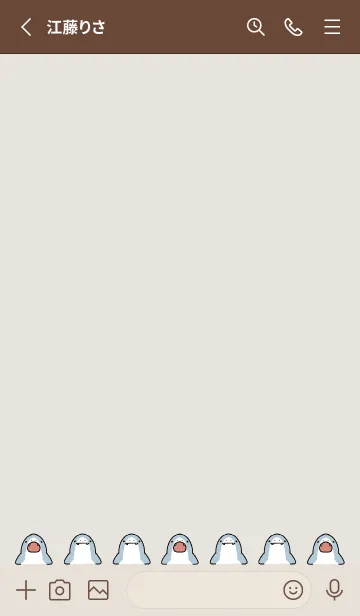 [LINE着せ替え] ベージュ : かわいいサメの着せ替えの画像2