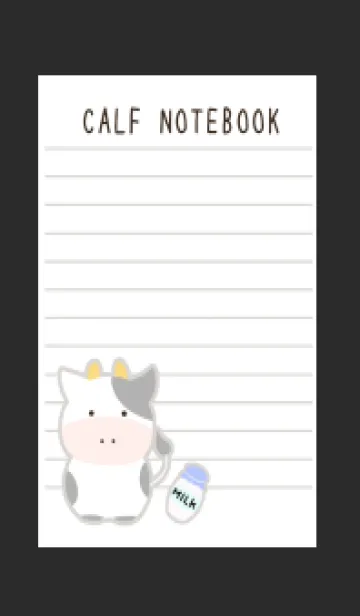 [LINE着せ替え] 仔牛ちゃんノート/チャコールグレイの画像1