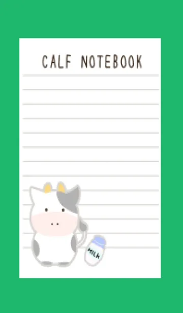 [LINE着せ替え] 仔牛ちゃんノート/グリーン/ホワイトの画像1