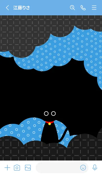 [LINE着せ替え] 暗闇の黒猫 青色の画像2