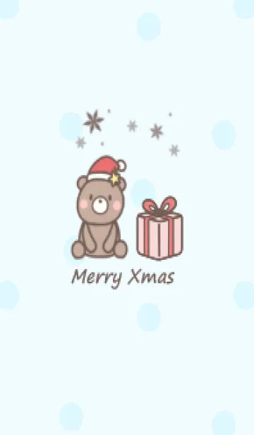 [LINE着せ替え] テディベア クリスマス -ブルー- ドットの画像1