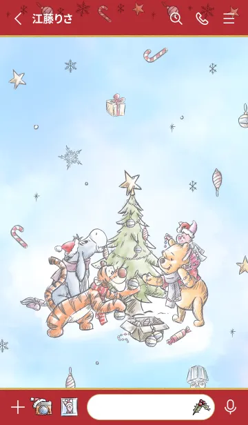 [LINE着せ替え] くまのプーさん（クリスマス）の画像2