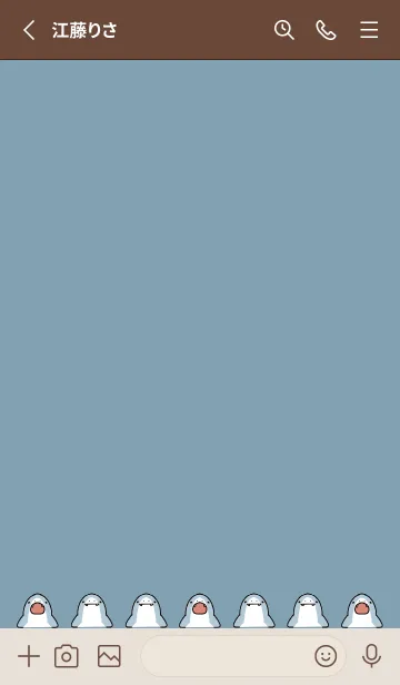 [LINE着せ替え] ベージュと青 : かわいいサメの着せ替えの画像2