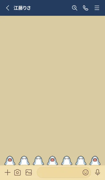 [LINE着せ替え] ベージュネイビー : かわいいサメ着せ替えの画像2