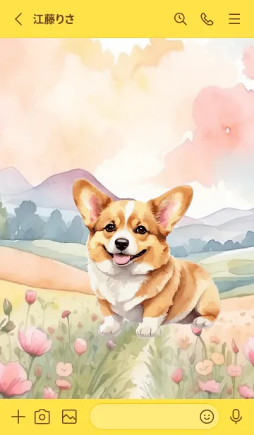 [LINE着せ替え] Welsh corgi In Flower Theme (JP)の画像2