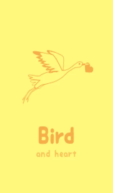 [LINE着せ替え] 鳥とハート プリムローズイエローの画像1
