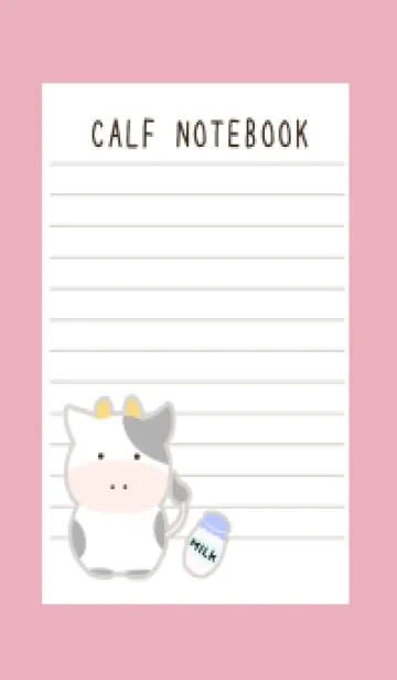 [LINE着せ替え] 仔牛ちゃんノート/ローズピンクの画像1