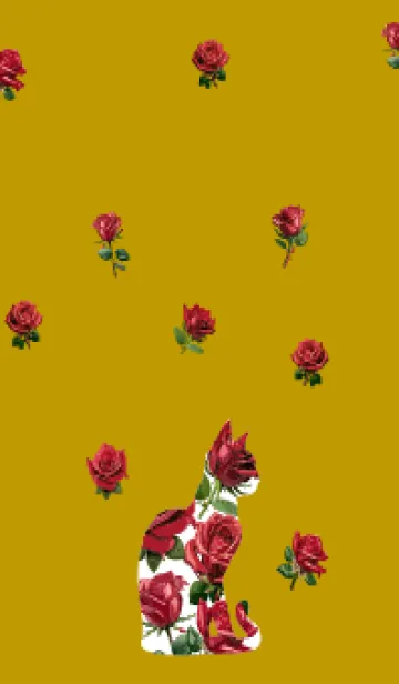 [LINE着せ替え] yellow 薔薇柄の猫の画像1