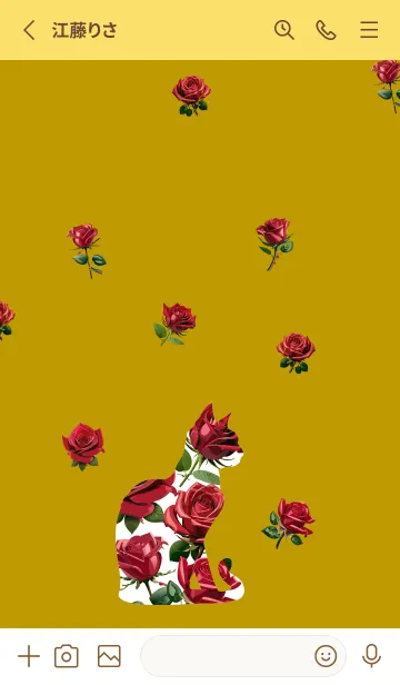 [LINE着せ替え] yellow 薔薇柄の猫の画像2
