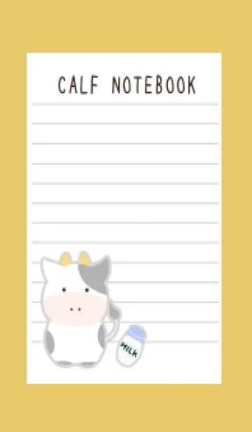 [LINE着せ替え] 仔牛ちゃんノート/くすみイエローの画像1
