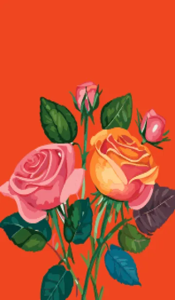 [LINE着せ替え] red & yellow カラフルな花束の画像1