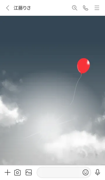 [LINE着せ替え] 曇り空と赤い風船 白の画像2