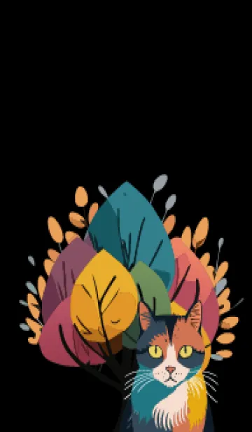 [LINE着せ替え] black 冬の木と猫の画像1