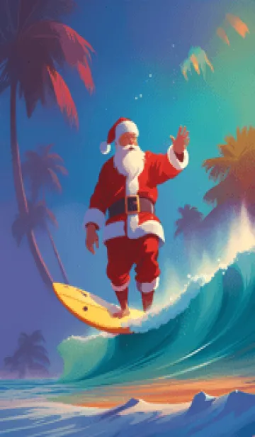 [LINE着せ替え] サンタクロースのサーフィンの画像1