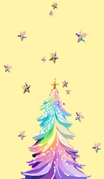 [LINE着せ替え] light yellow 虹色のクリスマスツリーの画像1